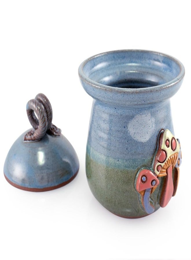 Modern Artisans Enchanted Mushrooms Countertop Jar with Lid - American Handmade Stoneware Pottery, 16-18 oz - Image 2